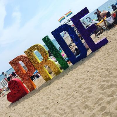 Great ideas for “Pride” Event, create shimmering letters in sequins.