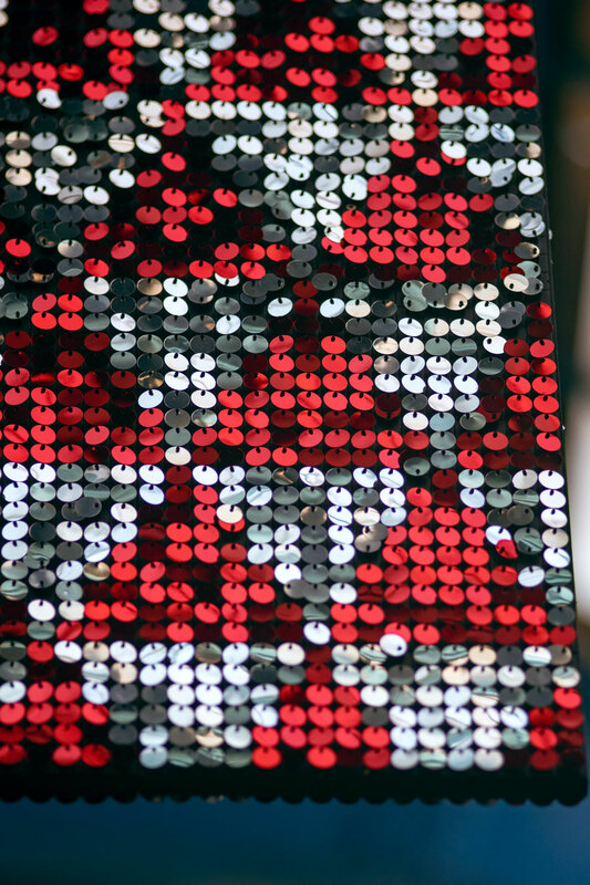 Silver and red sequins for sparkling flag