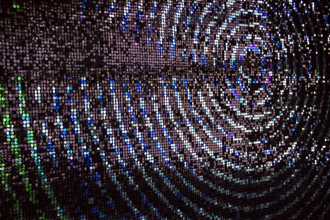                Melomania sequin artwork of a sound wave by artist John Dyer