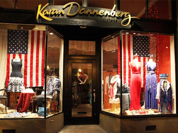 A patriotic, fourth of july themed store window display in the USA