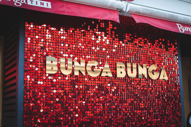 A large sequin panel wall for Bunga Bunga in London.